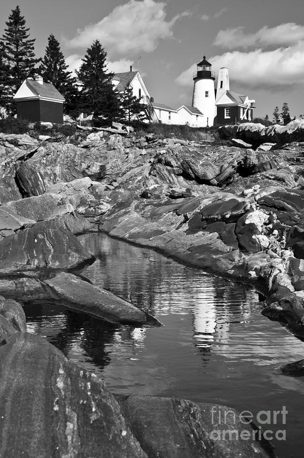 Pemaquid Point Lighthouse Maine Black and White Photograph by Glenn Gordon