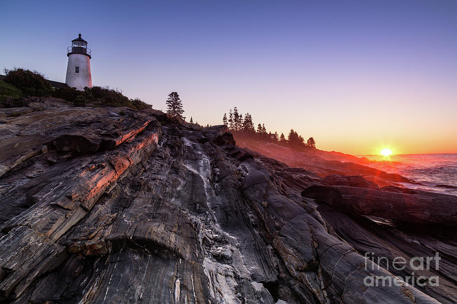 Lighthouse Photograph - Pemaquid Sunrise Pemaquid Point Lighthouse Maine by Dawna Moore Photography