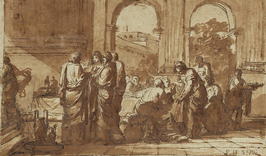 Sacrifice to Priapus Drawing by Etienne de La Vallee Poussin