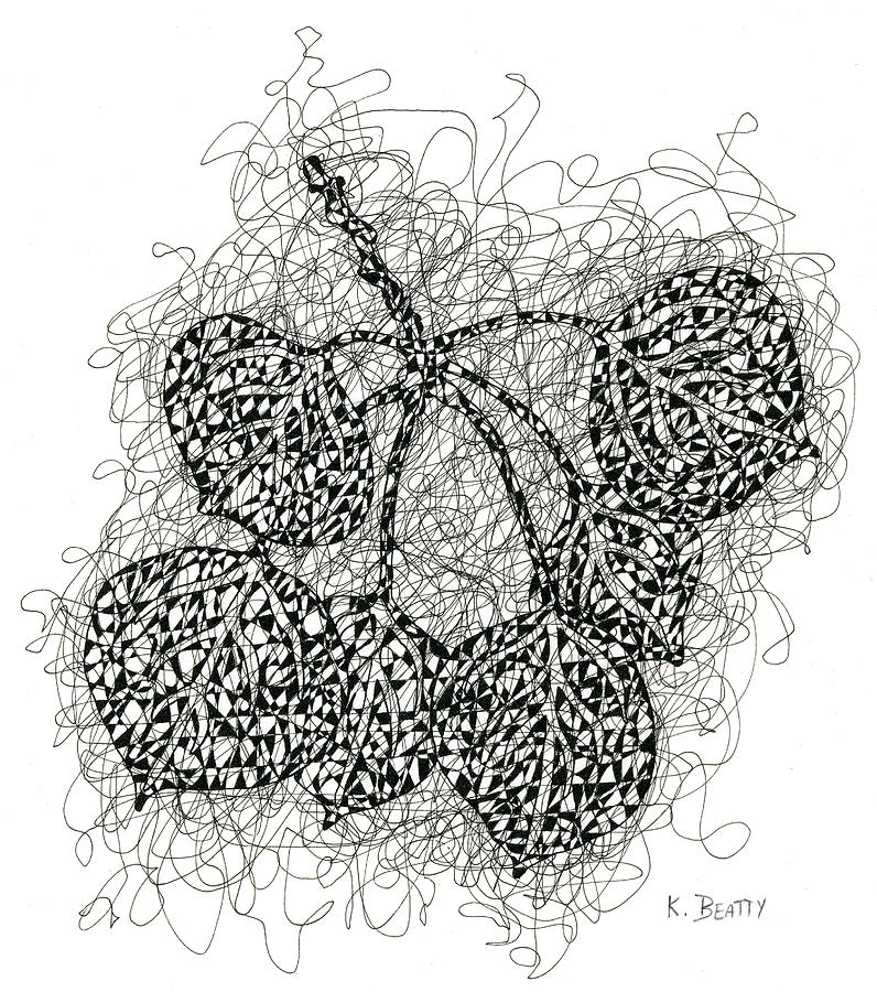 Pen Drawing - Pen and Ink Drawing of Aspen Leaves by Karla Beatty
