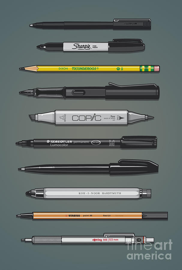 Pen Collection For Sketching And Drawing II Digital Art by Tom Mayer II Monkey Crisis On Mars