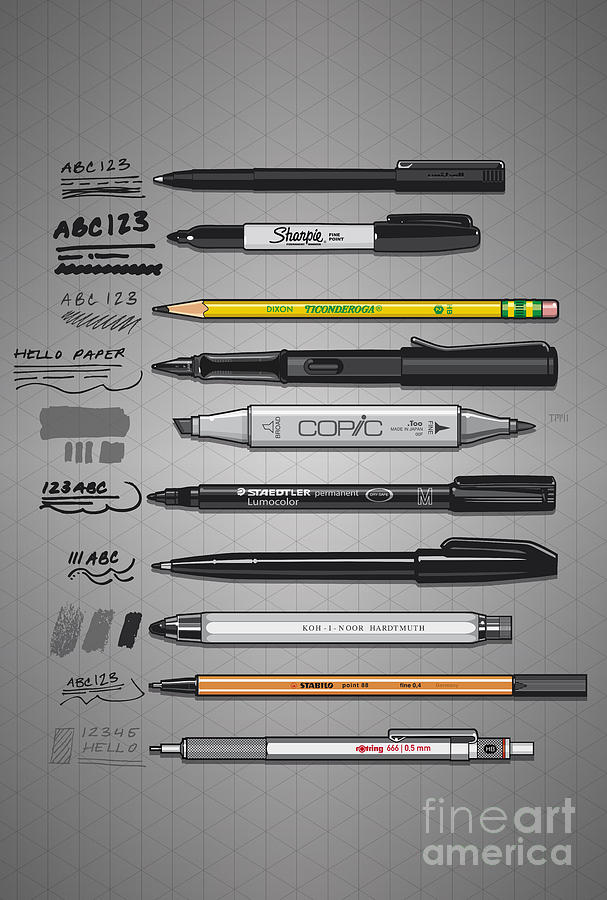 Pen Collection For Sketching And Drawing Mixed Media by Tom Mayer II Monkey Crisis On Mars