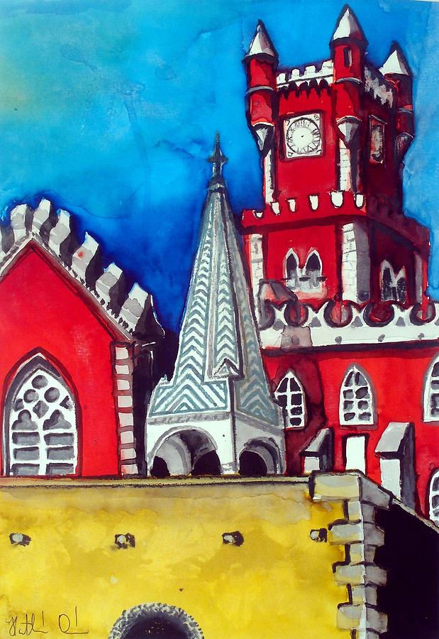 Castle Painting - Pena Palace in Portugal by Dora Hathazi Mendes