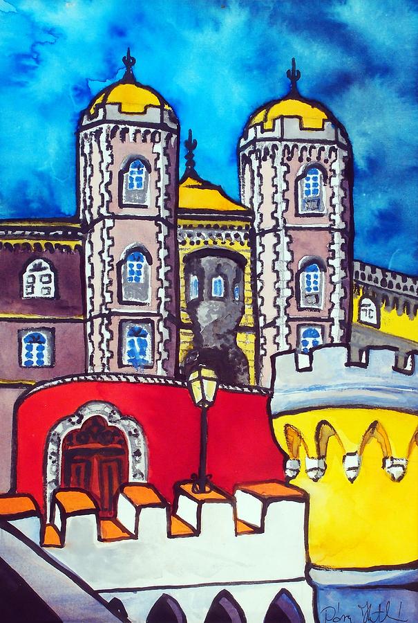 Pena Palace in Sintra Portugal  Painting by Dora Hathazi Mendes