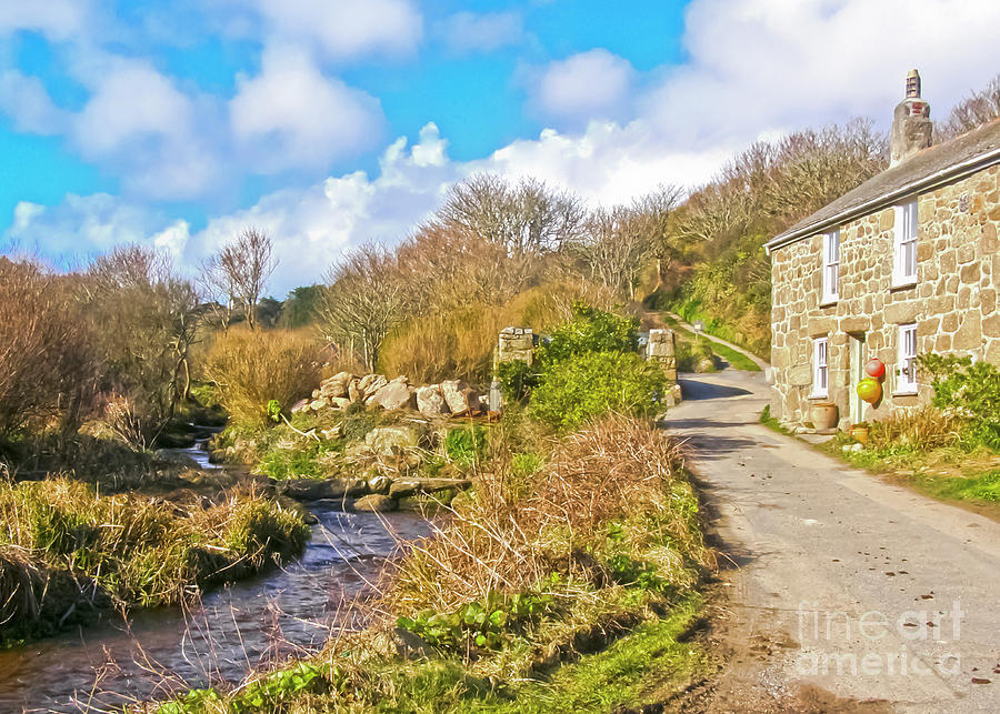 Penberth Stream and a Stone Cottage Photograph by Terri Waters