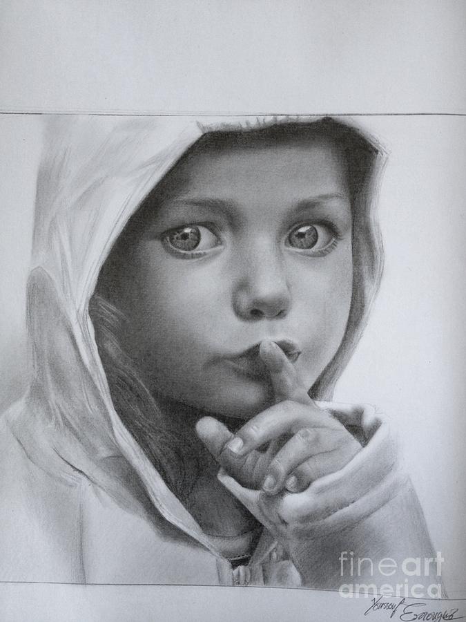 Pencil Drawing Little Girl Drawing by Imad Elm