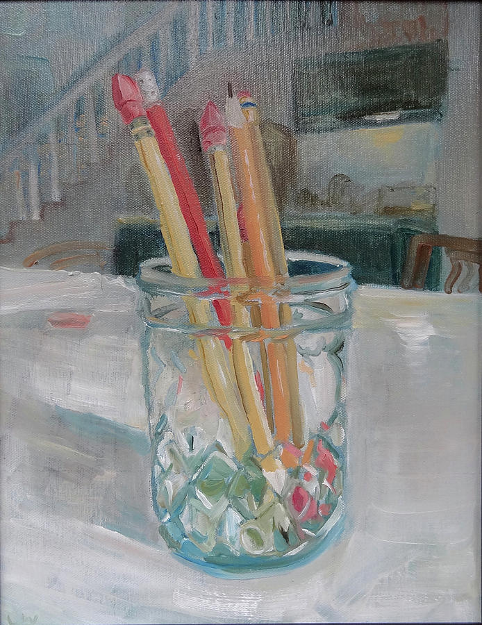 Still Life Painting - Pencil Jar by Laura Wilson