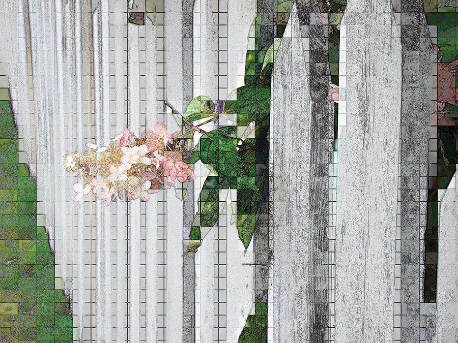 Fence Photograph - Pencil Mosaic by Tingy Wende Fence Photograph - Pencil Mosaic by Tingy Wende