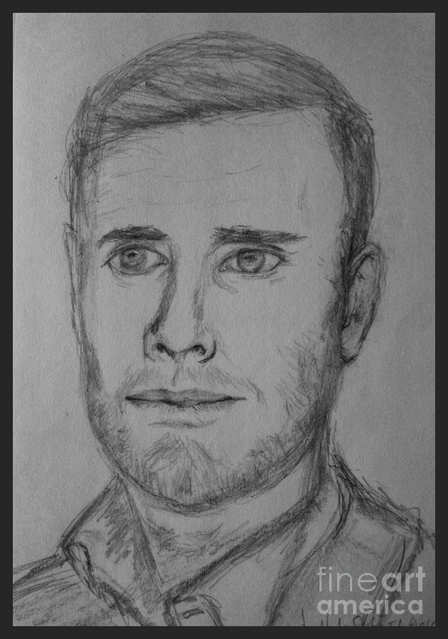 Pencil Portrait of Gary Barlow Drawing by Joan-Violet Stretch