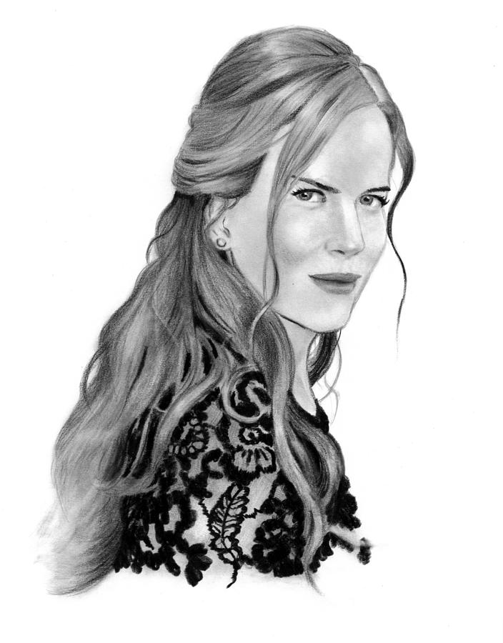 Pencil Portrait Of Nicole Kidman Drawing by Joyce Geleynse
