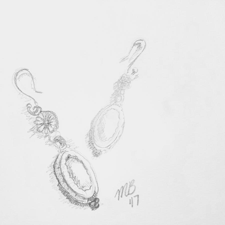 Pencil Sketch Of Earrings Drawing by Melissa Brazeau