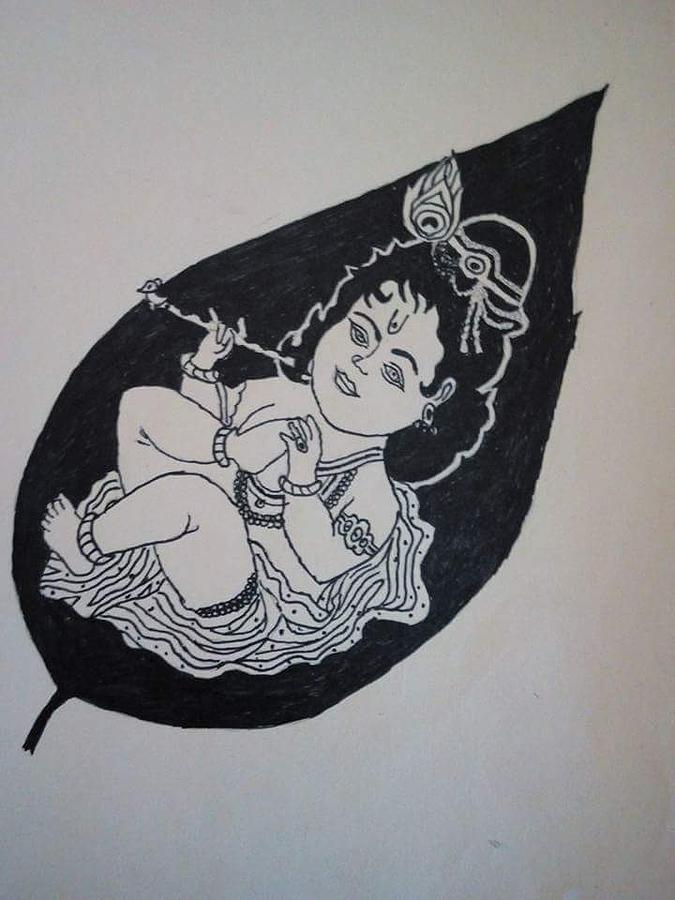 Pencil colored Radha krishna on a art paper : Amazon.in: घर और किचन-saigonsouth.com.vn