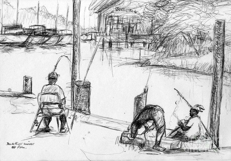 pencil study for Early Light James River Drawing by Patrick Mills