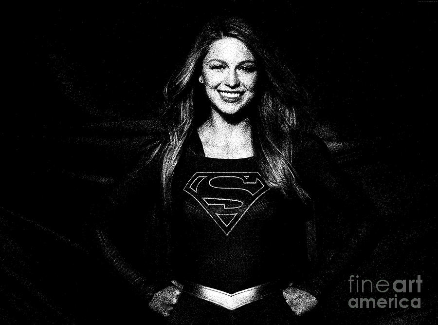 Pencil study of Supergirl - Melissa Benoist Drawing by Doc Braham