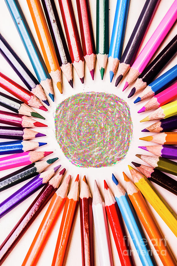 Pencils And Coloured Circles Photograph