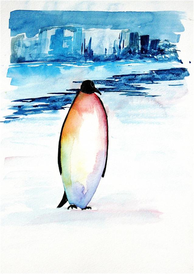 Penguin 2 Painting by Carolyn Doe