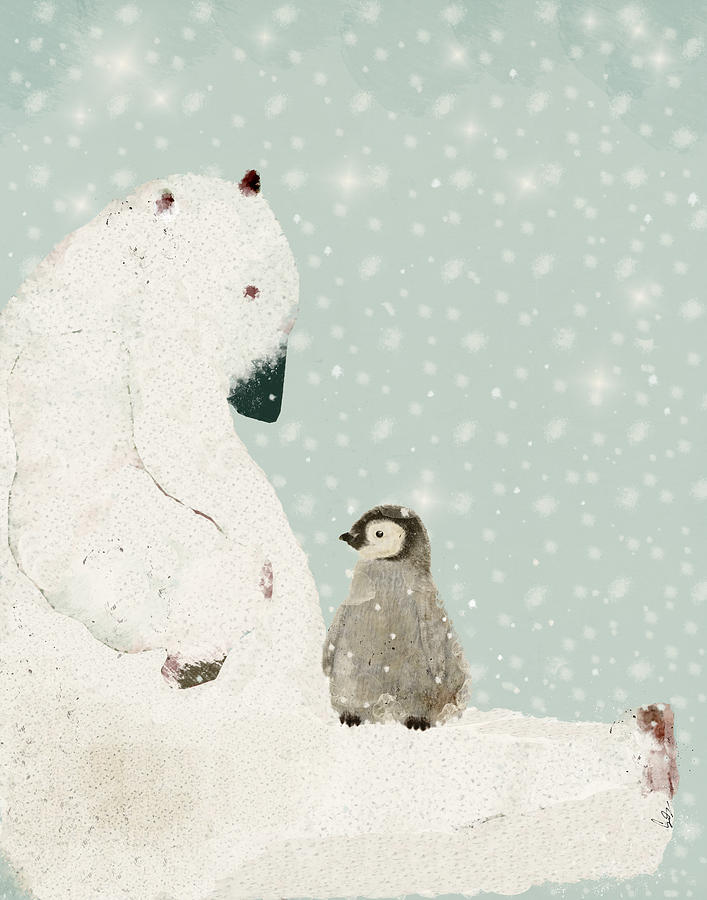 Penguin And Bear Painting by Bri Buckley