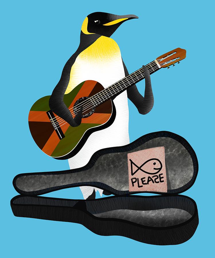 Penguin Digital Art - Penguin Busker by Early Kirky