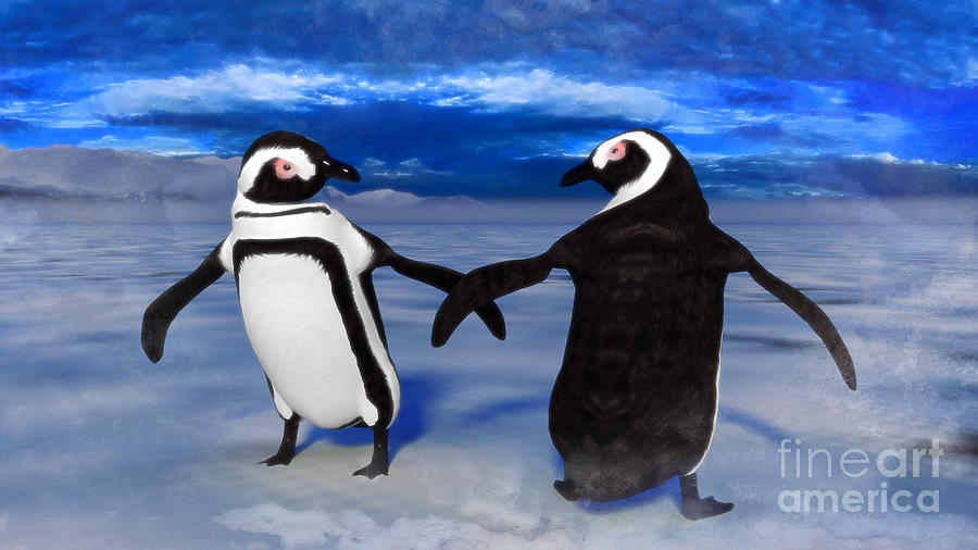 Penguin Digital Art - Penguin Dance by Two Hivelys