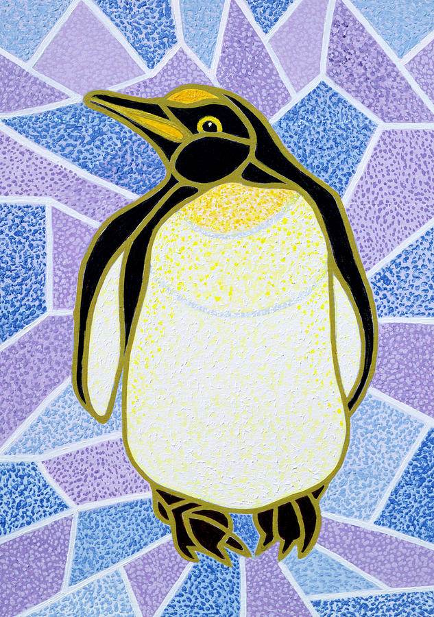 Penguin on Stained Glass Painting by Pat Scott