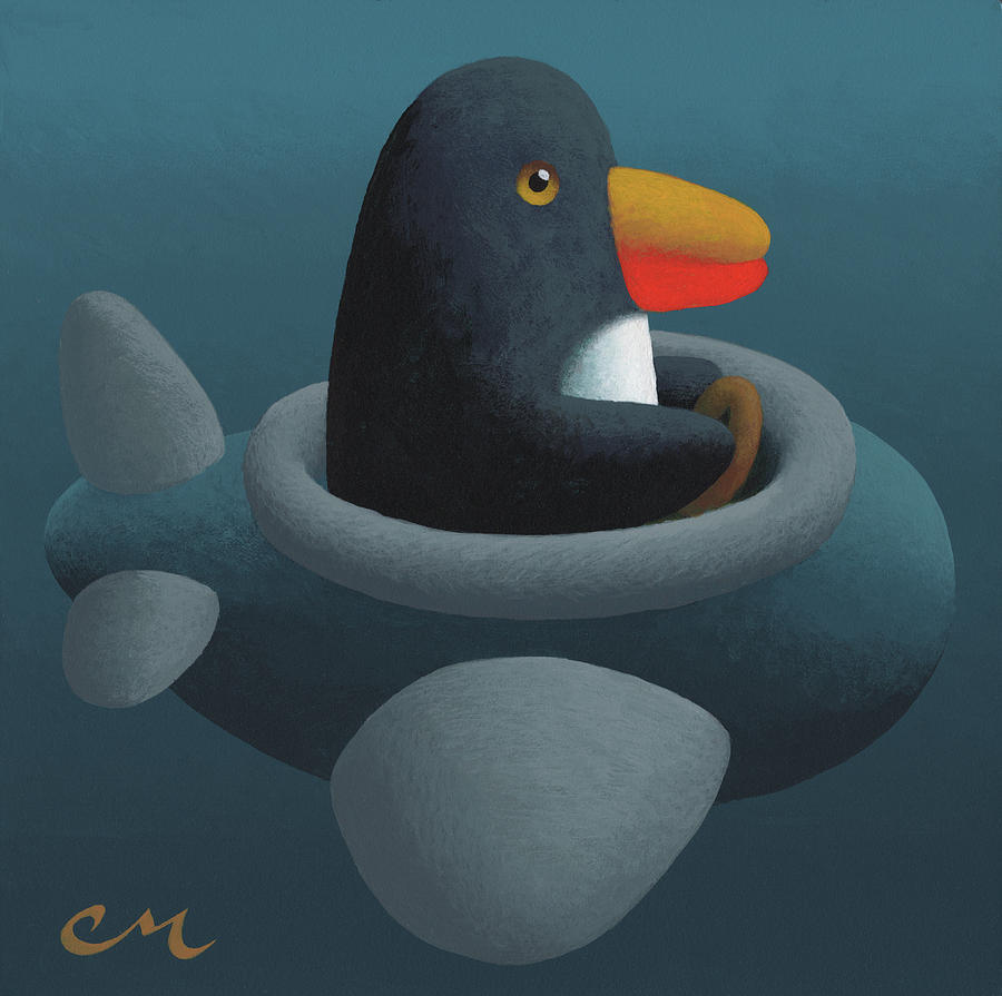 Penguin Painting - Penguin Plane by Chris Miles