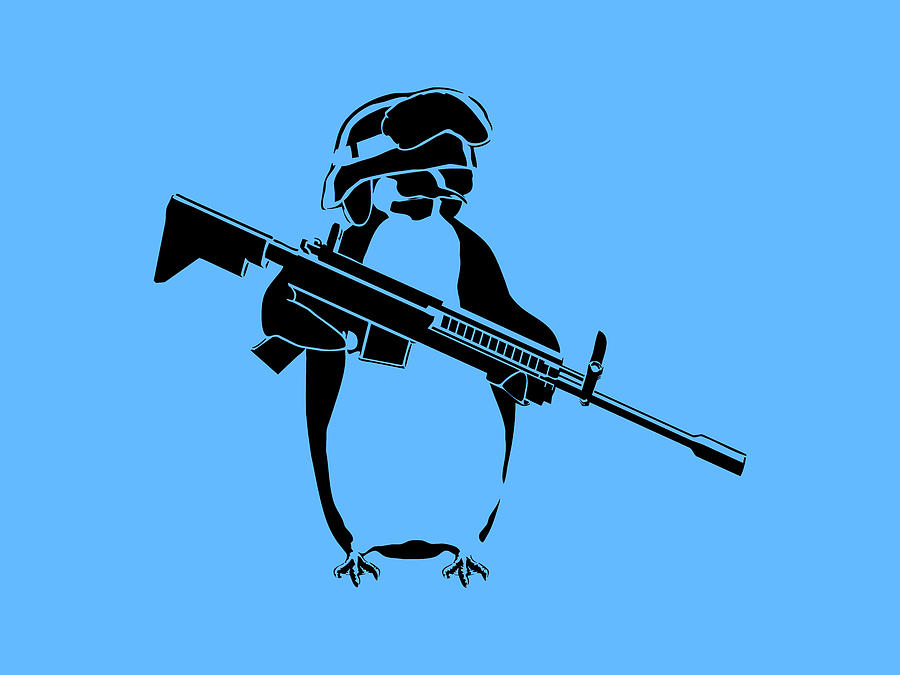 Penguin Digital Art - Penguin soldier by Pixel Chimp
