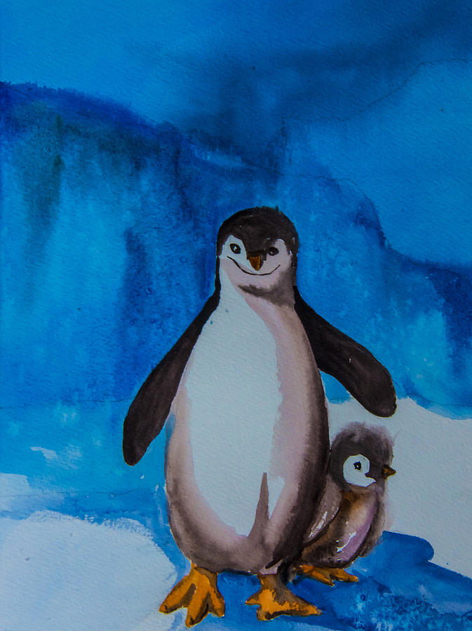 Chinstrap Penguins Painting by Vickie Myers