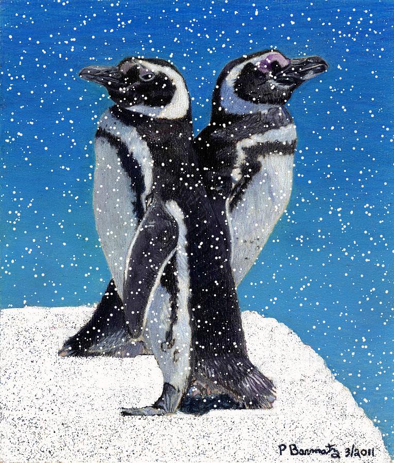 Snow Painting - Penguins In The Snow by Patricia Barmatz Snow Painting - Penguins In The Snow by Patricia Barmatz