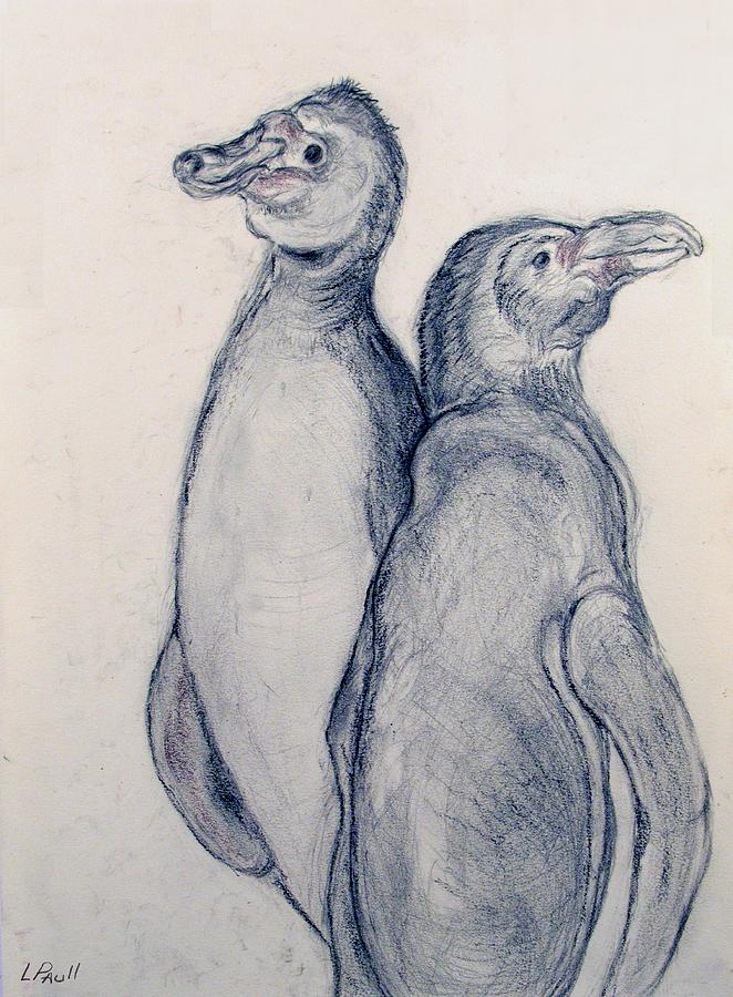 Penguins Louie and Kluwe Drawing by Lawrence Paull - Pixels