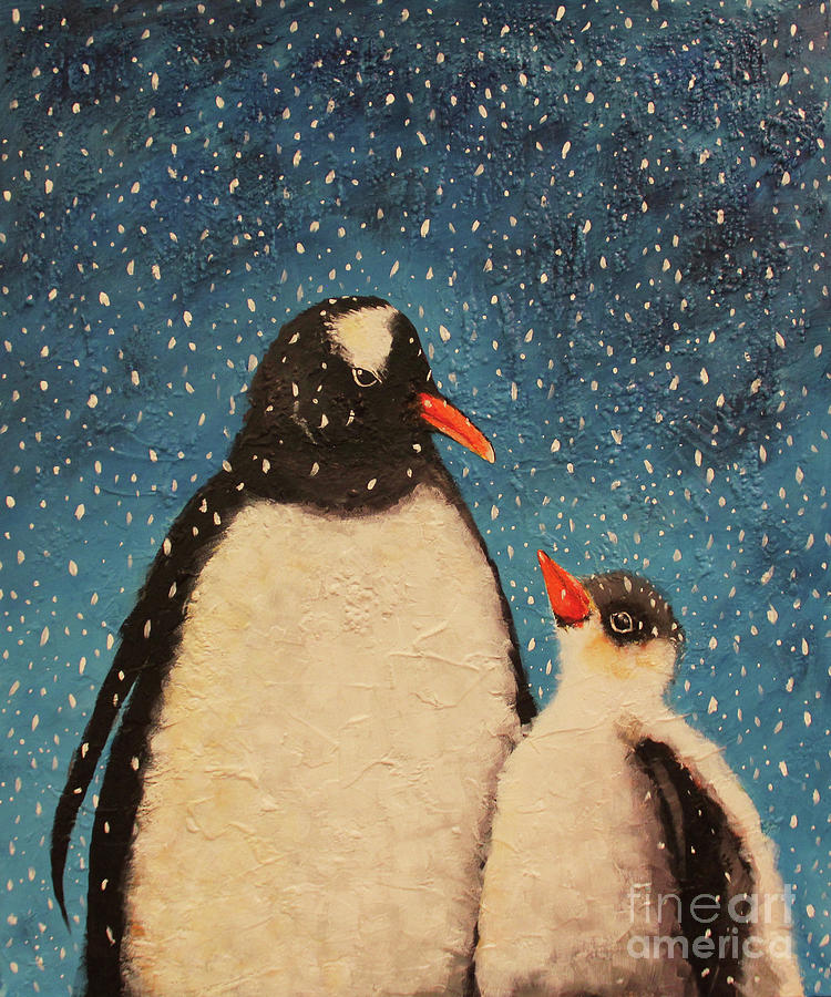 Penguins Painting by Lucia Stewart