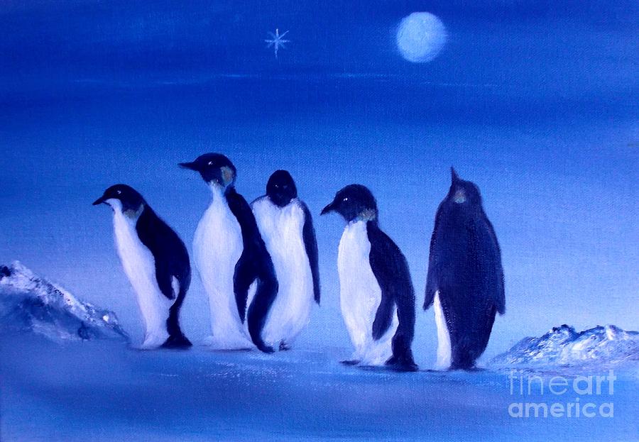 Penguins On A Night Out.sold Painting