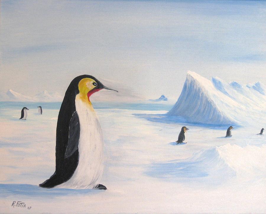 Penguins on the Ice Painting by Rich Fotia - Fine Art America