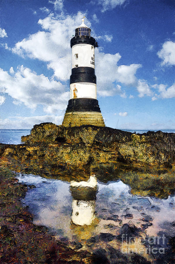 Penmon Lighthouse Painting Photograph by Ian Mitchell