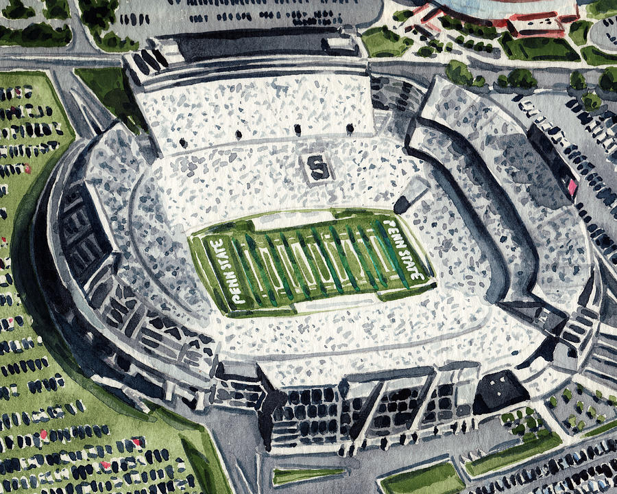 Penn State University Painting - Penn State Beaver Stadium Whiteout Game University PSU Nittany Lions Joe Paterno by Laura Row