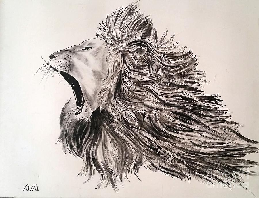 Kevin Nodland - Lion - Pen Ink Expressionismrealism Drawings - NoBullART  Art Gallery
