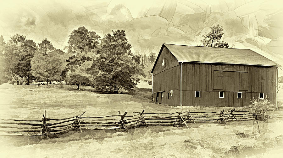 Pennsylvania Barn - Paint 2 - Sepia Photograph by Steve Harrington