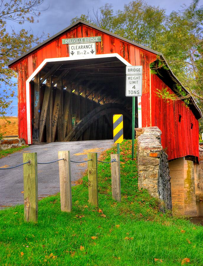 Pennsylvania Country Roads - Dellville Covered Bridge Over Sherman Creek No. 16 - Perry County Photograph by Michael Mazaika