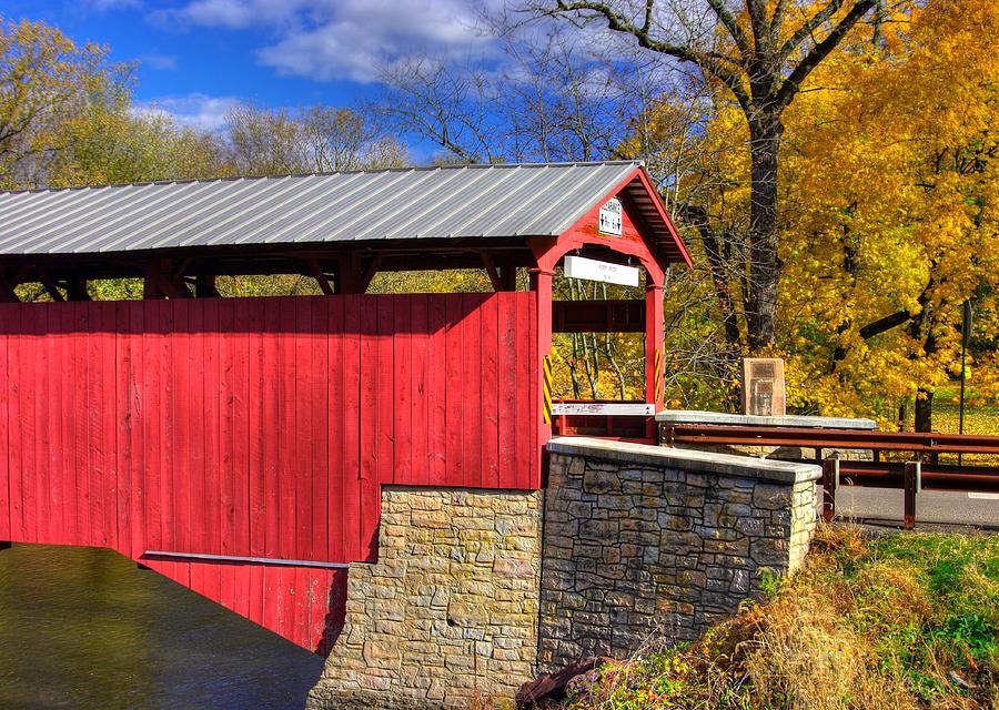 Pennsylvania Country Roads - Rupert Covered Bridge Over Fishing Creek No. 3 Autumn - Columbia County Photograph by Michael Mazaika