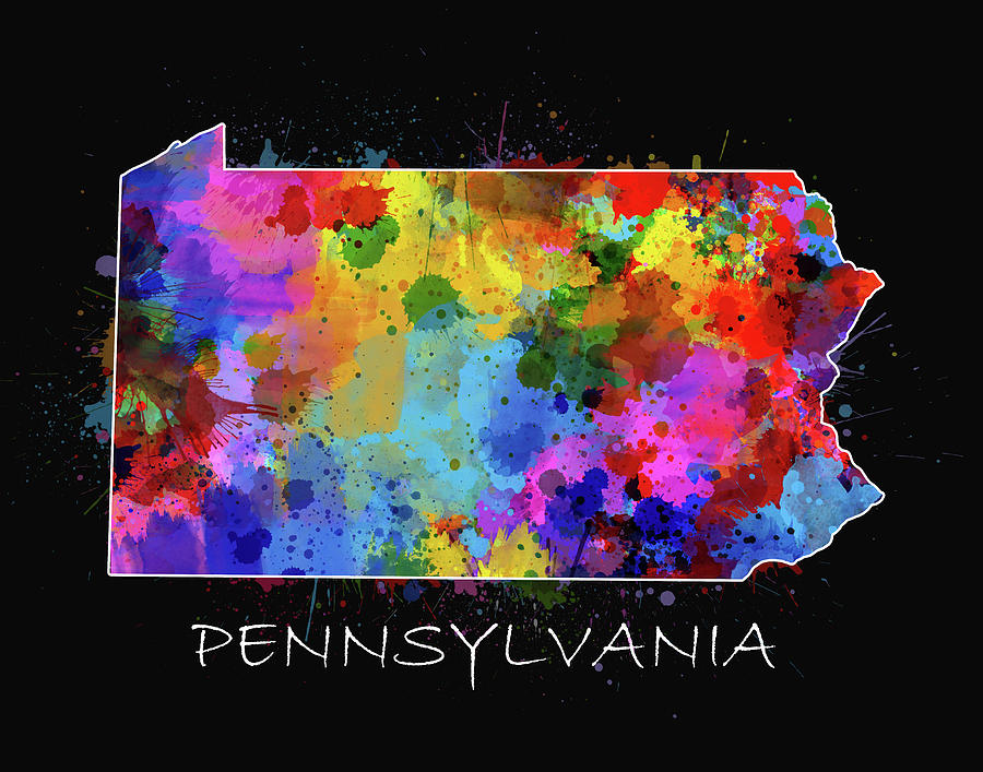 Pennsylvania Map Color Splatter 2 Digital Art by Bekim M