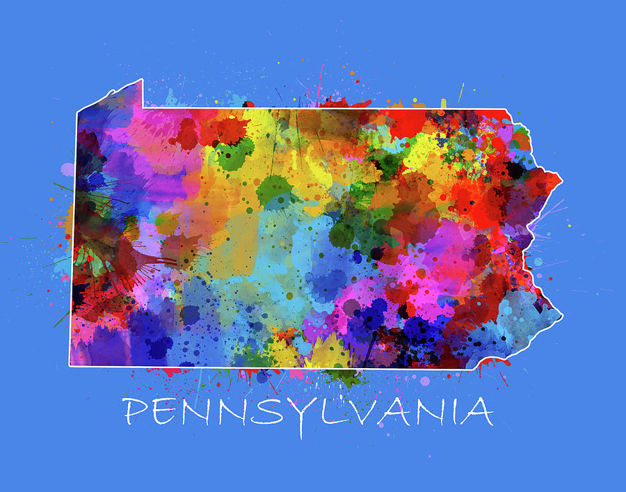 Pennsylvania Map Color Splatter 3 Digital Art by Bekim M