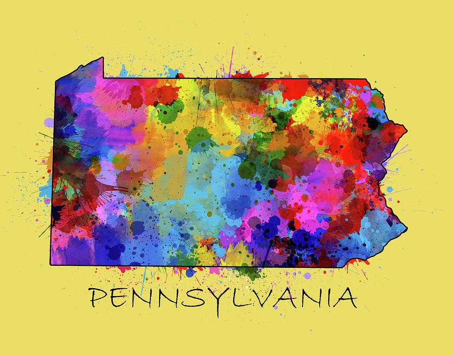 Pennsylvania Map Color Splatter 4 Digital Art by Bekim M