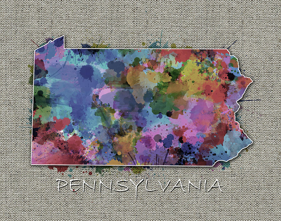 Pennsylvania Map Color Splatter 5 Digital Art