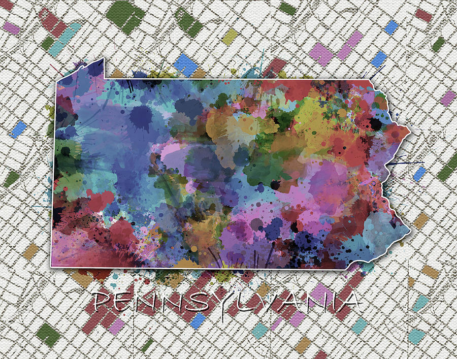 Pennsylvania Map Color Splatter 6 Digital Art by Bekim M