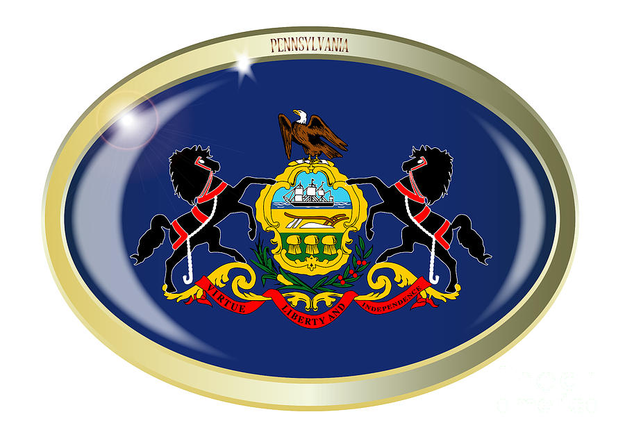 Flag Digital Art - Pennsylvania State Flag Oval Button by Bigalbaloo Stock