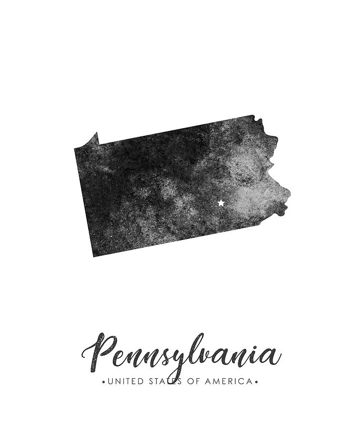 Pennsylvania State Map Art - Grunge Silhouette Mixed Media by Studio Grafiikka