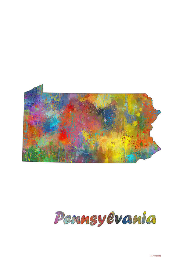 Pennsylvania State Map Digital Art by Marlene Watson
