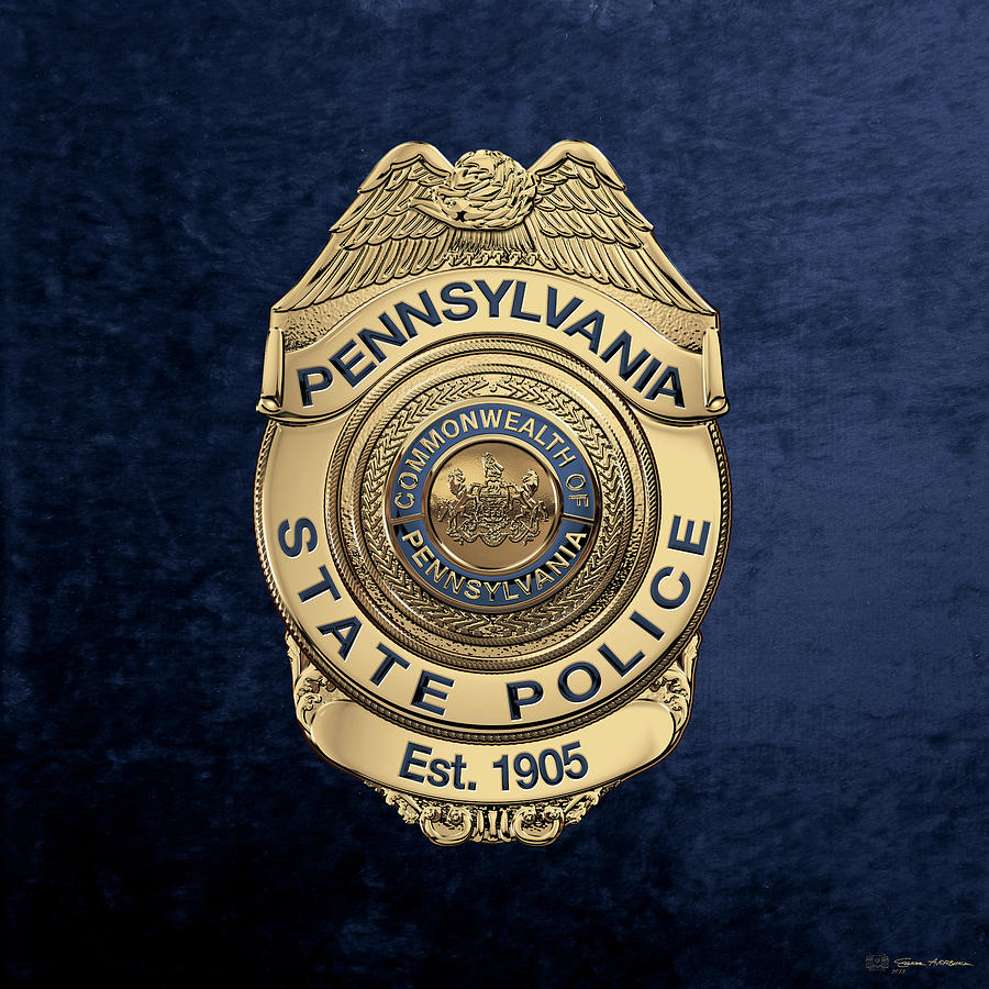 Pennsylvania State Police -  P S P  Badge over Blue Velvet Digital Art by Serge Averbukh