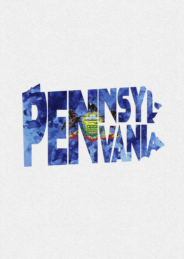Pennsylvania Map Digital Art - Pennsylvania Typographic Map Flag by Inspirowl Design