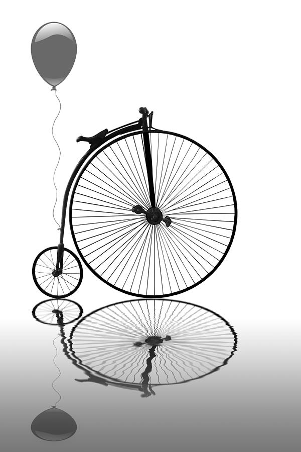 Penny Farthing Reflections Mono Photograph by Gill Billington