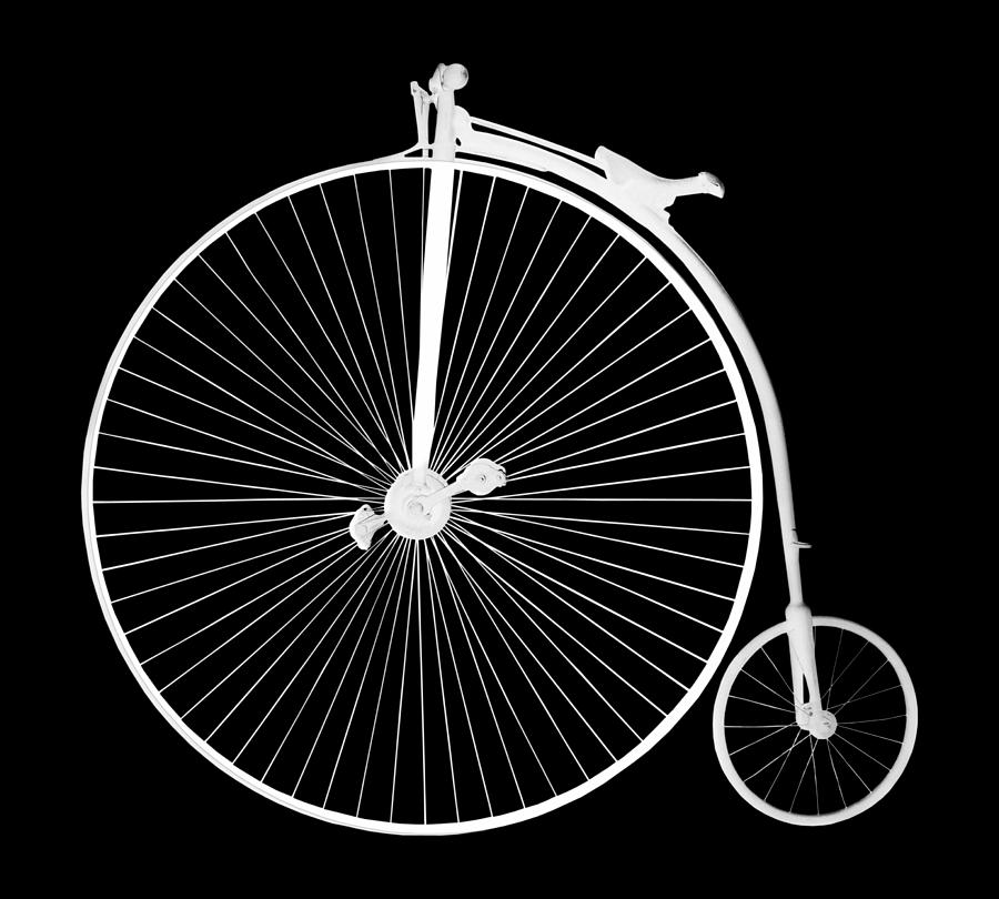Penny Farthing White on Black Photograph by Gill Billington